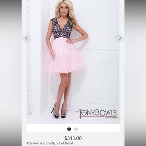Designer Tony Bowls Pink&Black Open Back Prom/Formal/Homecoming Dress TB11465